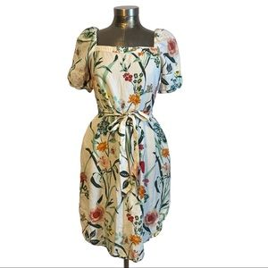 Loft Summer Floral Linen Dress | Size 4